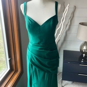 Green spaghetti, strap Evening gown